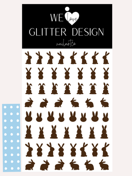 Easter Bunny Nail Decal | Brown + Tail Color Option