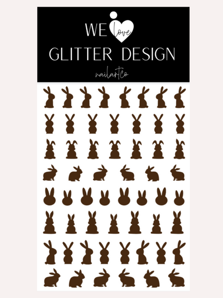 Easter Bunny Nail Decal | Brown + Tail Color Option