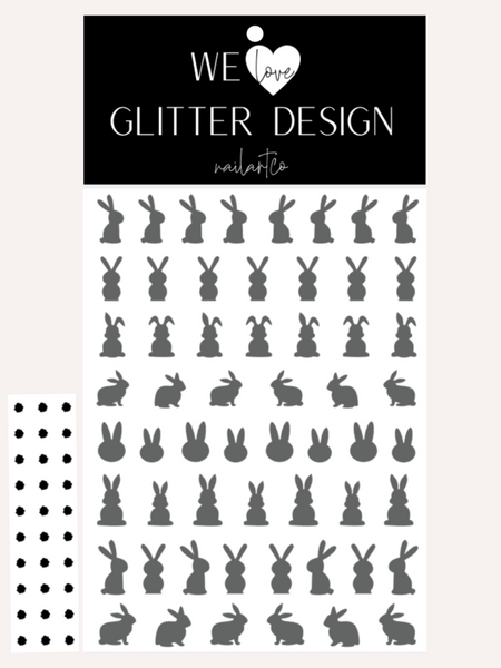 Easter Bunny Nail Decal | Grey + Tail Color Option