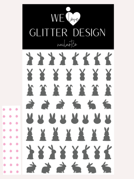 Easter Bunny Nail Decal | Grey + Tail Color Option