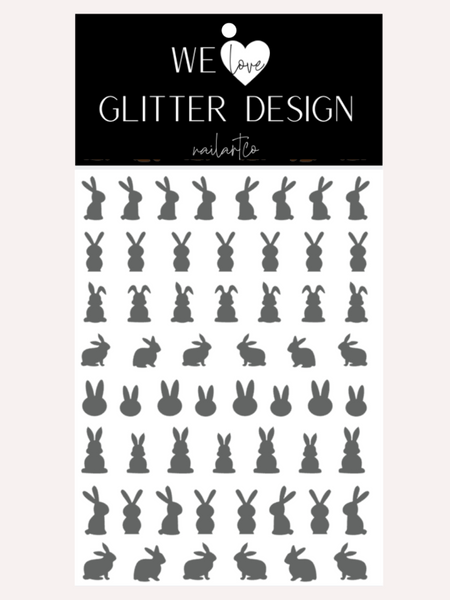 Easter Bunny Nail Decal | Grey + Tail Color Option