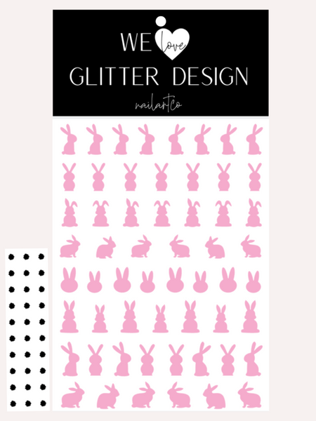 Easter Bunny Nail Decal | Soft Pink + Tail Color Option