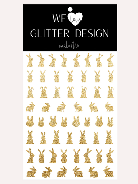 Easter Bunny Nail Decal | Sparkle Gold