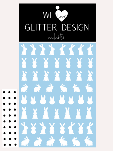 Easter Bunny Nail Decal | White + Tail Color Option