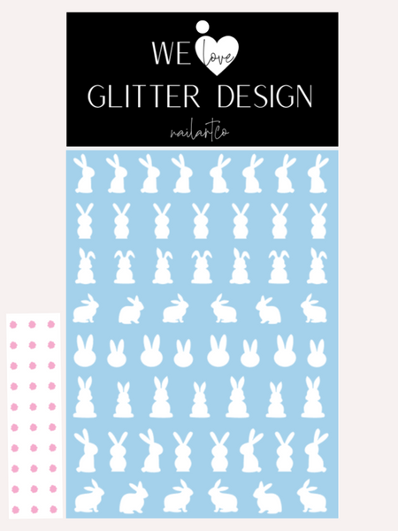 Easter Bunny Nail Decal | White + Tail Color Option