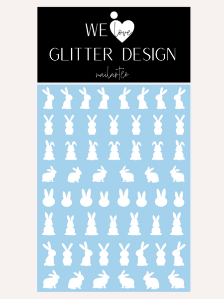 Easter Bunny Nail Decal | White + Tail Color Option