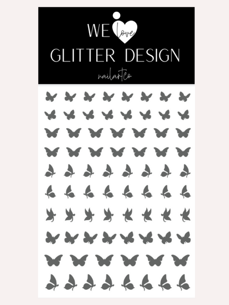 Butterfly Nail Decals | Grey