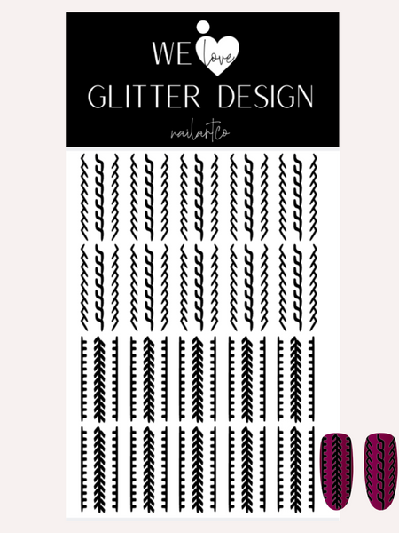 Cable Knit DESIGN 1 Nail Decal | Black
