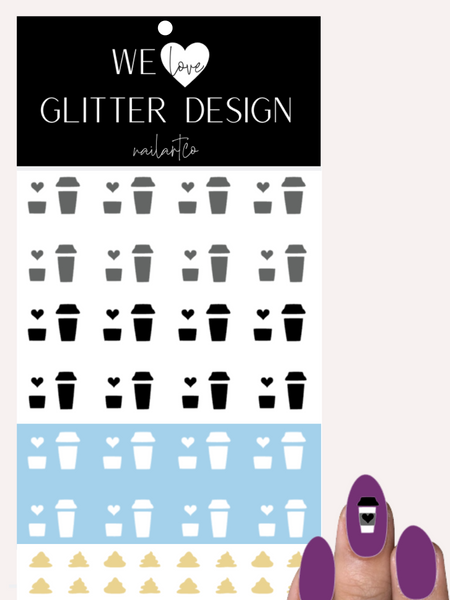 But First, Coffee W/ Cream Nail Decal | Grey, Black & White
