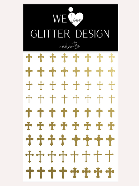 Crosses Nail Decal | Gold Shimmer