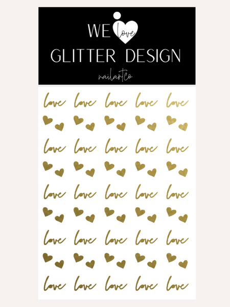 Cursive Love DESIGN 1 Nail Decal | Gold Shimmer