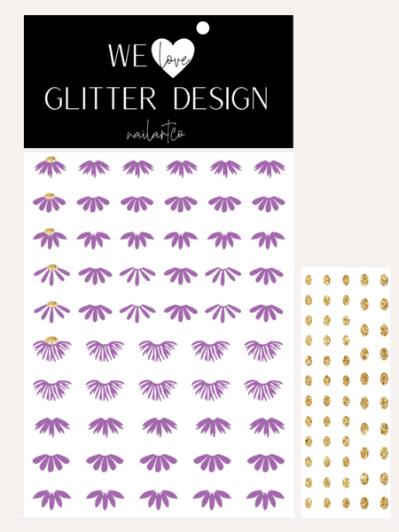 Cuticle Floral Nail Decal | Lavender + (Choose Center Color)