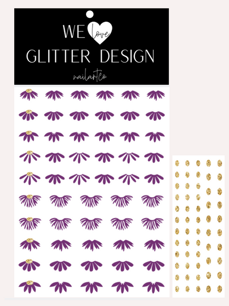 Cuticle Floral Nail Decal | Violet + (Choose Center Color)