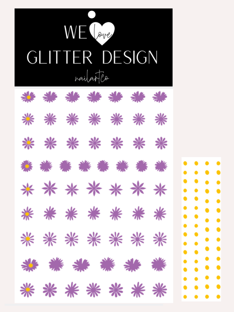 Daisy Flower Nail Decal | Lavender + Yellow Centers