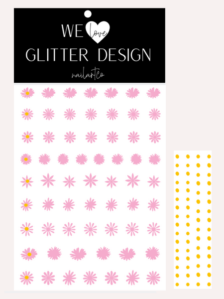 Daisy Flower Nail Decal | Soft Pink + Yellow Centers