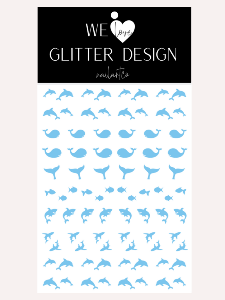 Under The Sea [Dolphin-Sharks-Whale] Nail Decal | Ice Blue