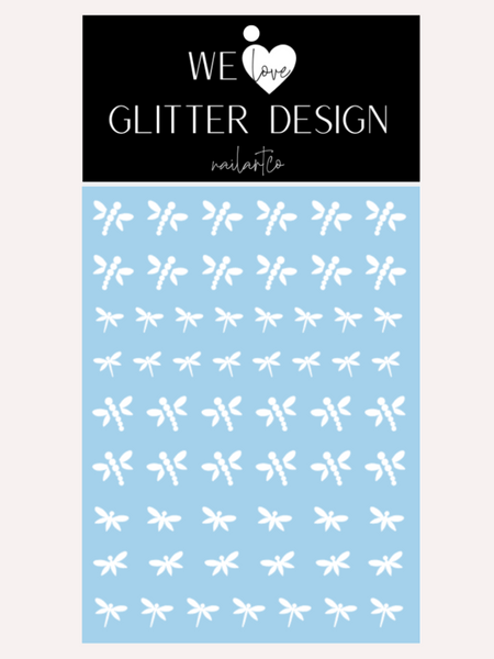 Dragonfly Nail Decals | White