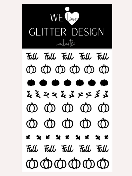 Fall Pumpkin Patch Nail Decal (Un-Weeded)  | Black