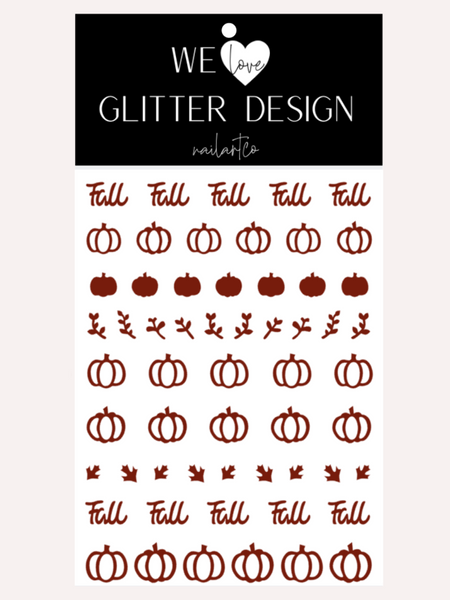 Fall Pumpkin Patch Nail Decal (Pumpkin Center Comes Un-Weeded) | Burgundy