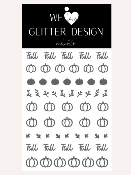 Fall Pumpkin Patch Nail Decal (Pumpkin Center Comes Un-Weeded) | Grey