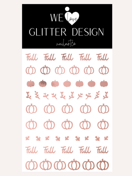 Fall Pumpkin Patch Nail Decal (Pumpkin Center Comes Un-Weeded) | Rose Gold Chrome