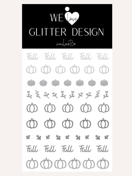 Fall Pumpkin Patch Nail Decal (Pumpkin Center Comes Un-Weeded) | Silver Shimmer