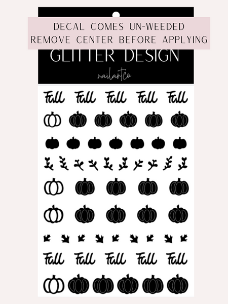 Fall Pumpkin Patch Nail Decal (Un-Weeded)  | Black