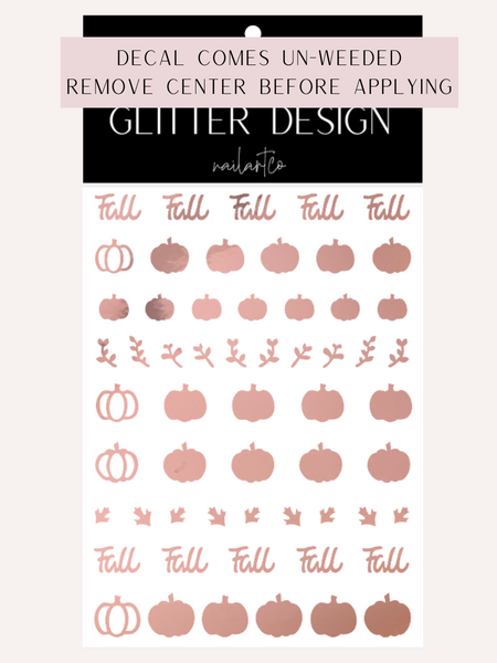 Fall Pumpkin Patch Nail Decal (Pumpkin Center Comes Un-Weeded) | Rose Gold Chrome