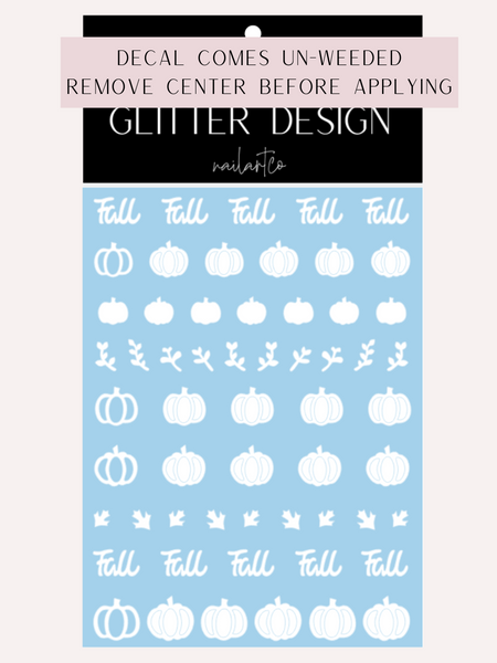 Fall Pumpkin Patch Nail Decal (Un-Weeded) | White