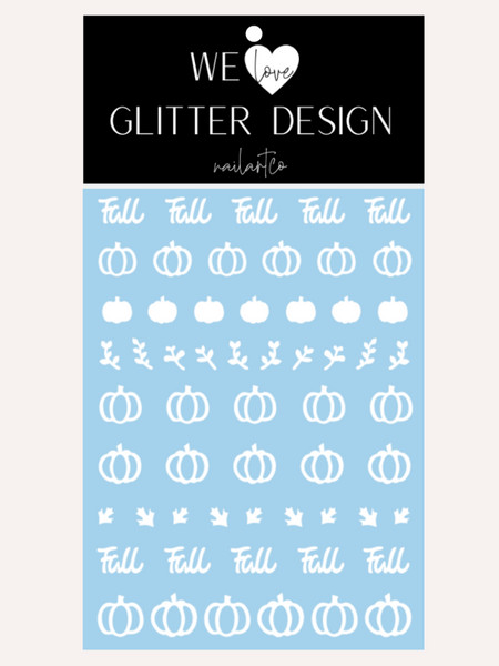 Fall Pumpkin Patch Nail Decal (Un-Weeded) | White