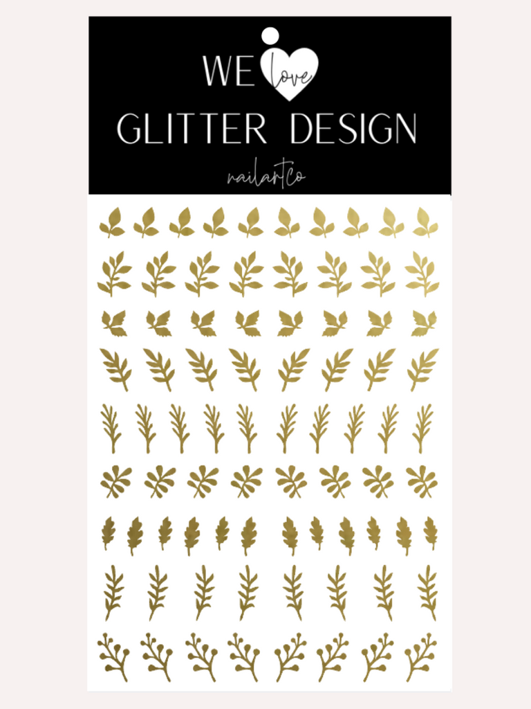 Fall Stems Nail Decal | Gold Shimmer