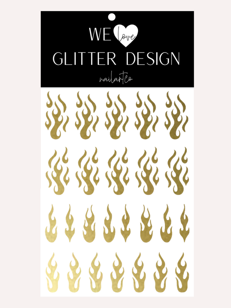 Flame Nail Decal | Gold Shimmer