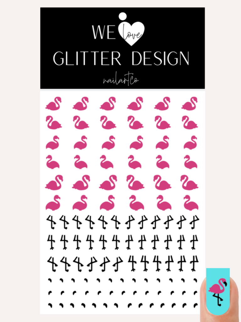 Flamingo Body & Leg Nail Decal | Pink & Black