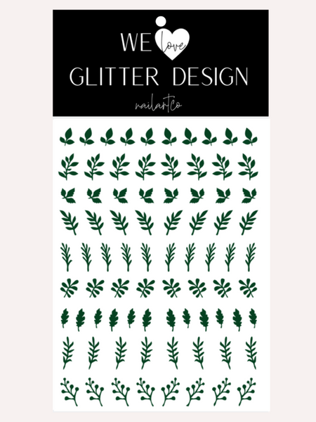 Fall Stems Nail Decal | Dark Green