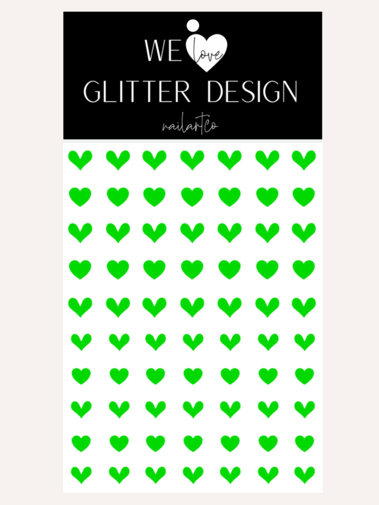 All Hearts Nail Decal | Neon Green
