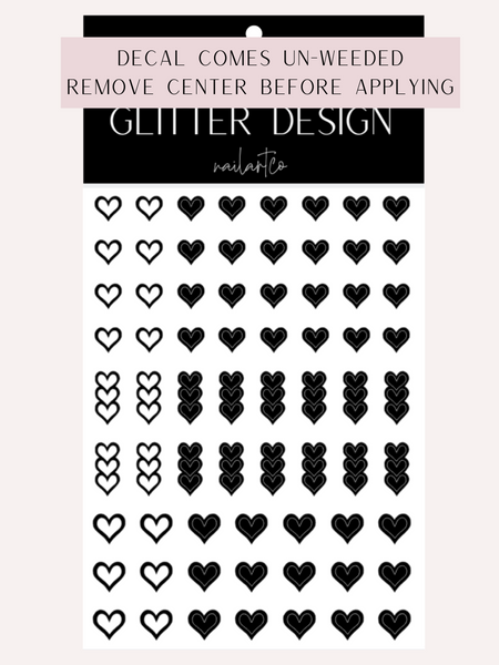 Heart Outline Nail Decal | Black