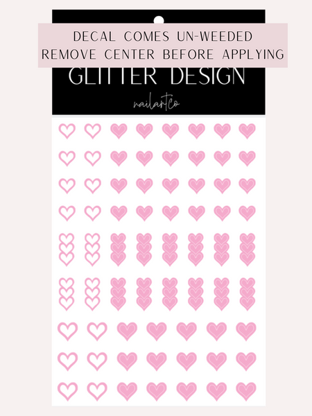 Heart Outline Nail Decal | Soft Pink