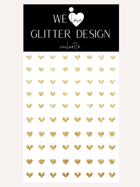 All Hearts Small Nail Decal | Sparkle Gold