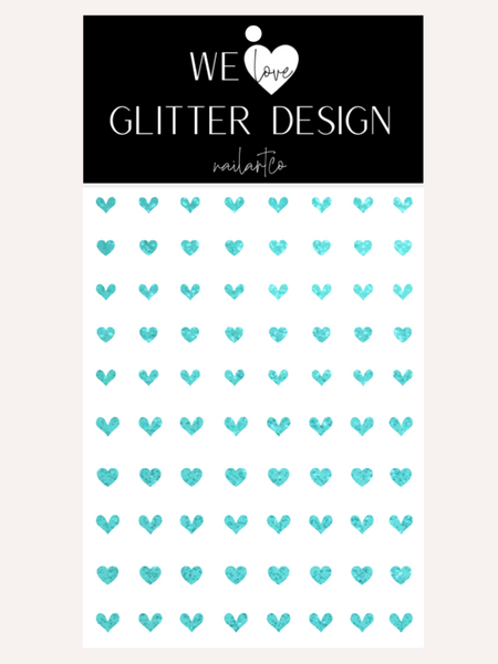 All Hearts Small Nail Decal | Sparkle Tiffany Blue