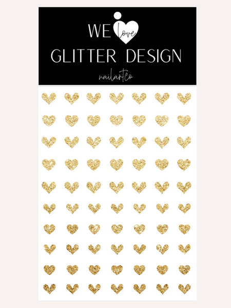 All Hearts Nail Decal | Sparkle Gold