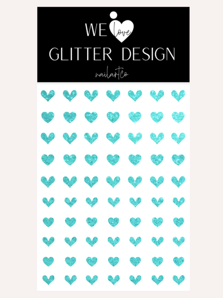 All Hearts Nail Decal | Sparkle Tiffany Blue