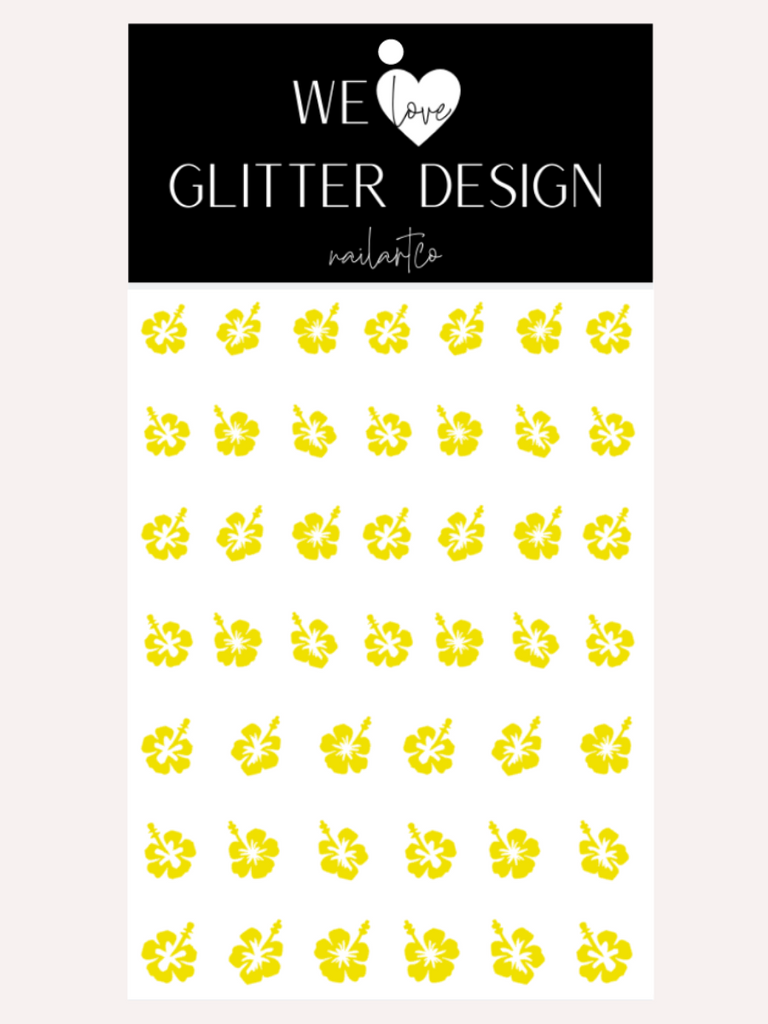 Hibiscus Flower Nail Decal | Bright Yellow