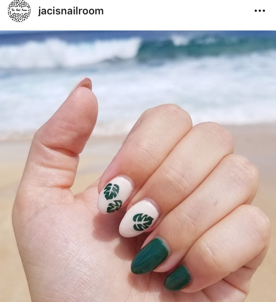 Tropical Leaves Nail Decal | Dark Green