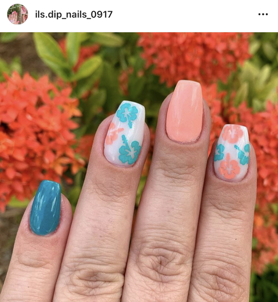 Hibiscus Flower Nail Decal | Coral