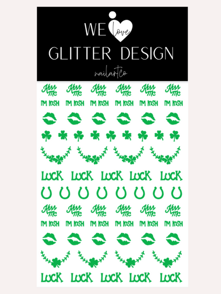 Kiss Me I'm Irish Nail Decal | Bright Green