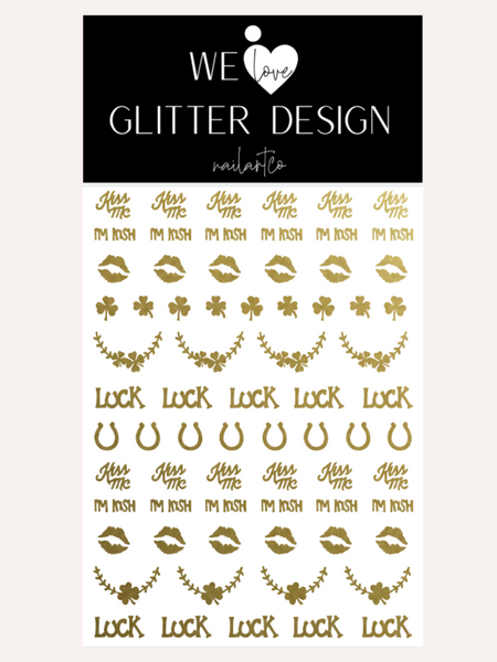 Kiss Me I'm Irish Nail Decal | Gold Shimmer