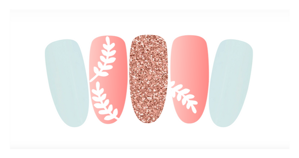 Large Leaf Spring Nail Decal | White