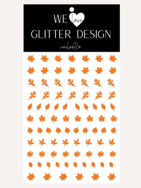 Leaves (Design 1) Nail Decal | Bright Orange