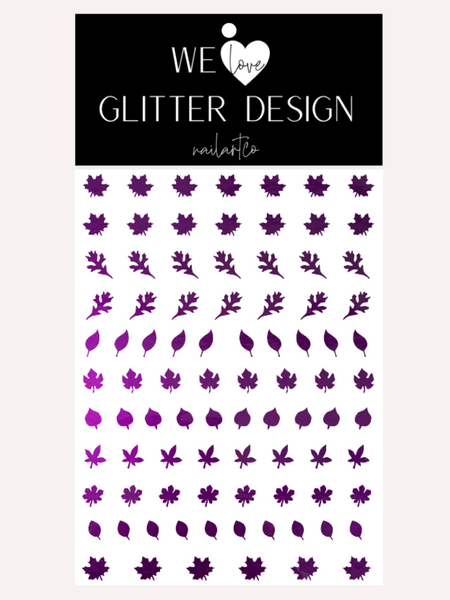 Leaves (Design 1) Nail Decal | Polished Metal // Purple