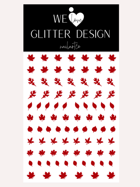 Leaves (Design 1) Nail Decal | Red